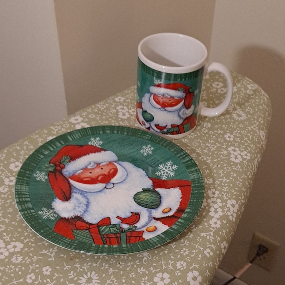 Festive Santa Plate and Mug Set